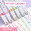 6Pcs/Set Flower Line Shape Highlighter Pen Roller Tip Curve Liner Marker Kawaii Korean Stationery School Office Supplies Gifts