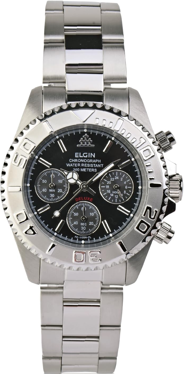 ELGIN Chronograph Watch with Japanese Movement Black FK1120S-B Men s