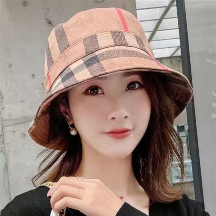 Female Korean Style Fashionable Versatile Small Brimmed Plaid Hat Popular Japanese Fisherman Hat British Top Hat