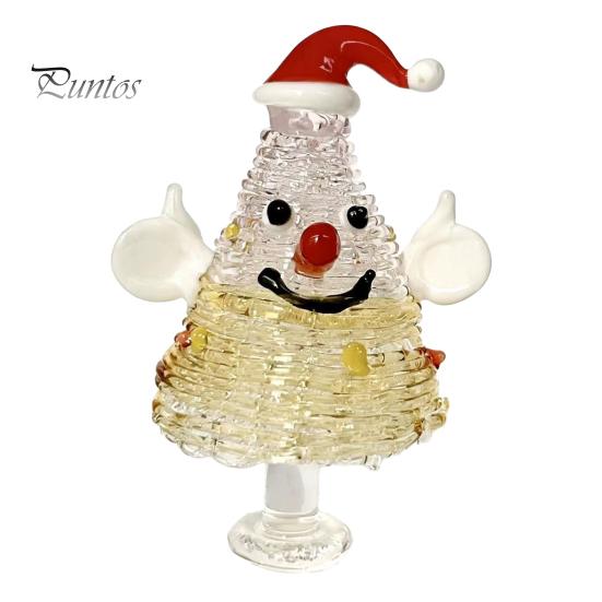 Decorative Glass Tree with Star Glazed Christmas Figurine, Colorful Miniature Xmas Decor, Handcrafted Decoration Table Centerpiece for Home