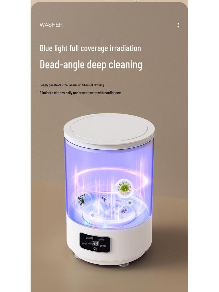 4L Portable Mini Washing Machine: Foldable, Rechargeable, Compact Washer for Underwear, Baby Clothes, Socks, and Dorm Laundry.