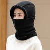 Zipper Hooded Thermal Cap Thickened Knitted Balaclava Cap Simple Knitted Scarf Hat  Outdoor