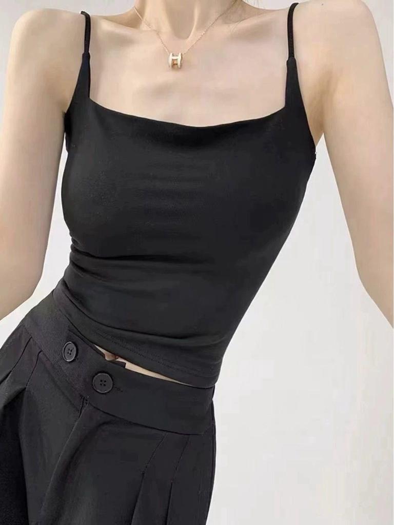 Elegantes Camisole mit Spitzeneinsätzen für Damen: Sommer-Top mit Brustpolstern & sexy Rückendesign