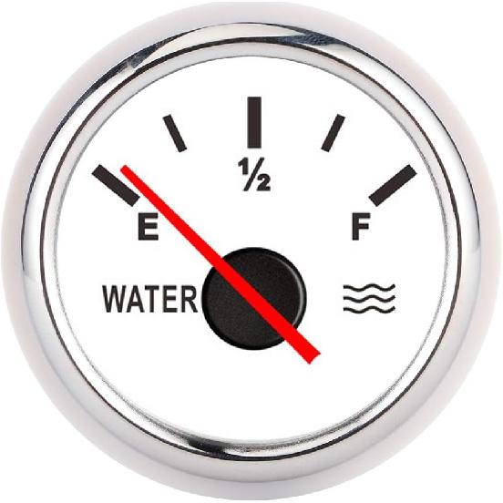 2in Pointer Water Liquid Level Gauge, RV Truck Water Tank Gauge, Universal Liquid Level Measurement for Marine Boat (Silver Black)
