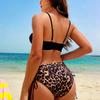 1011 New European and American Sexy Leopard Print Bikini Chest Metal Accessories Backless Beach Vacation Two-piece Swimsuit