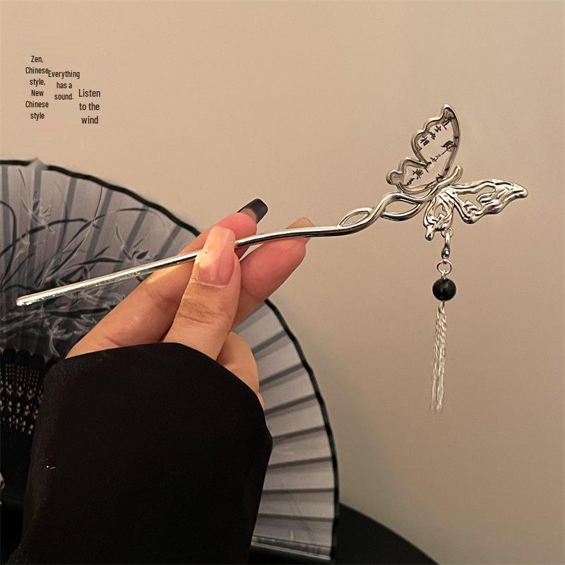 Ancient Chinese-Style Hanfu Hair Accessories: Elegant Updo Hairpins with Tassels for Women