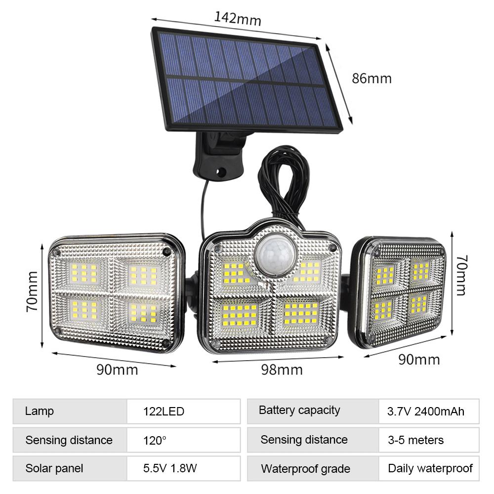 Solar Lights Outdoor 333/288/270 LED 4 Heads Motion Sensor Wall Lights Remote Waterproof Street Area Light Patio Garden Garage