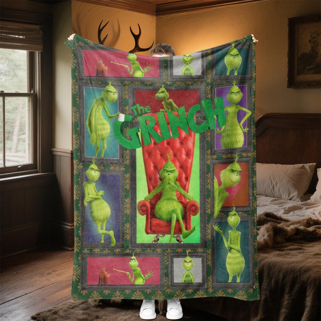 Christmas Gift Comedy Movie How the Grinch Stole Christmas blanket home warming, four season bed decoration sofa cover flannel throwing blanket K4