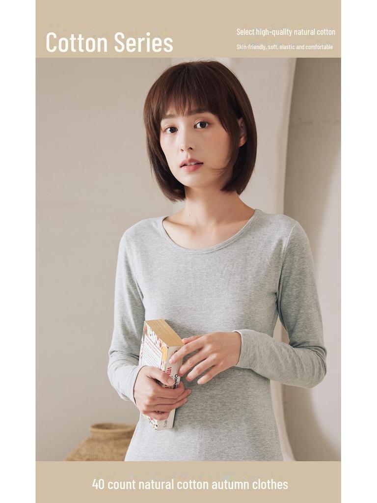 Dámský top s dlouhým rukávem z čisté bavlny v jednobarevném provedení