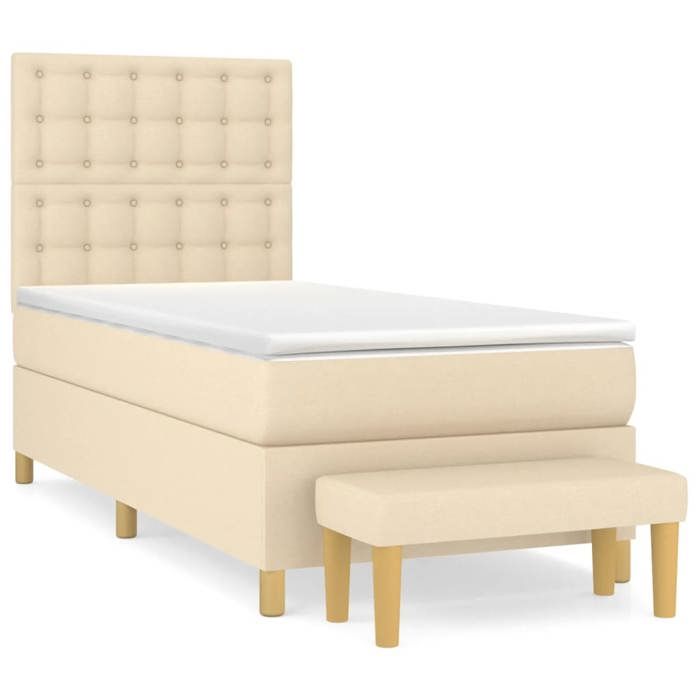 Maison Exclusive - Sommier à lattes de lit et matelas Crème 90x190 cm Tissu