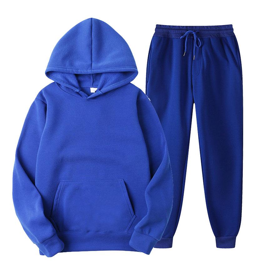 Männer Einfarbig Mit Kapuze Pullover Sets Herbst Winter Fleece Hoodie Zwei Stück Anzug Plus Größe männer Sportswear Hose trainingsanzug