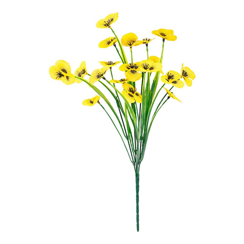 

New 33cm Artificial Pansy Bouquets Handmade Multi-headed Plastic Flowers Home Decor Simulation Pansies Indoor Decoration жёлтый