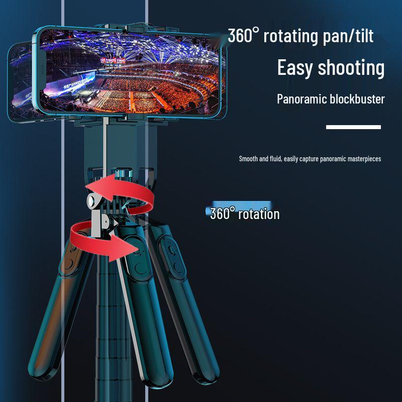1.8m 360° Selfie Stick Tripod for Handheld & Floor Live Streaming