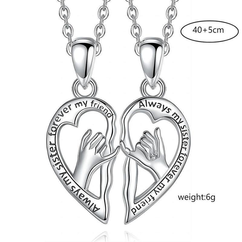 Stylish Heart Bff Pendant Necklace For Best Friends Crafted From Durable Alloy Material