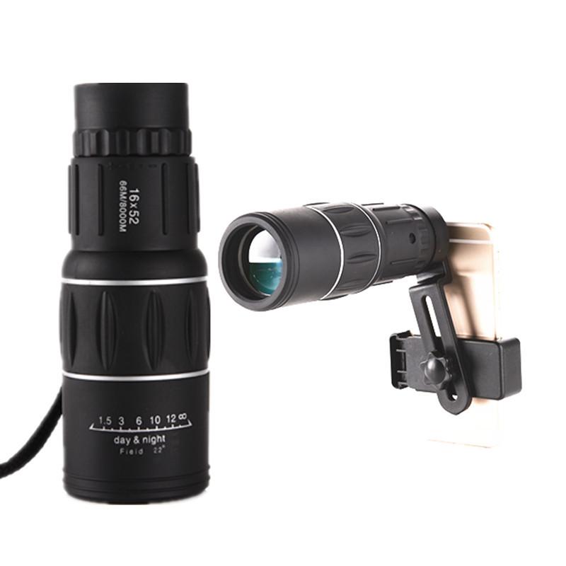 Télescope monoculaire haute puissance 16X52 pour faible luminosité pour photographie mobile, utilisation extérieure portable