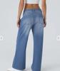 Retro gewaschene Mehrprozess-Jeans für Damen mit weitem Bein - Lockerer Schnitt