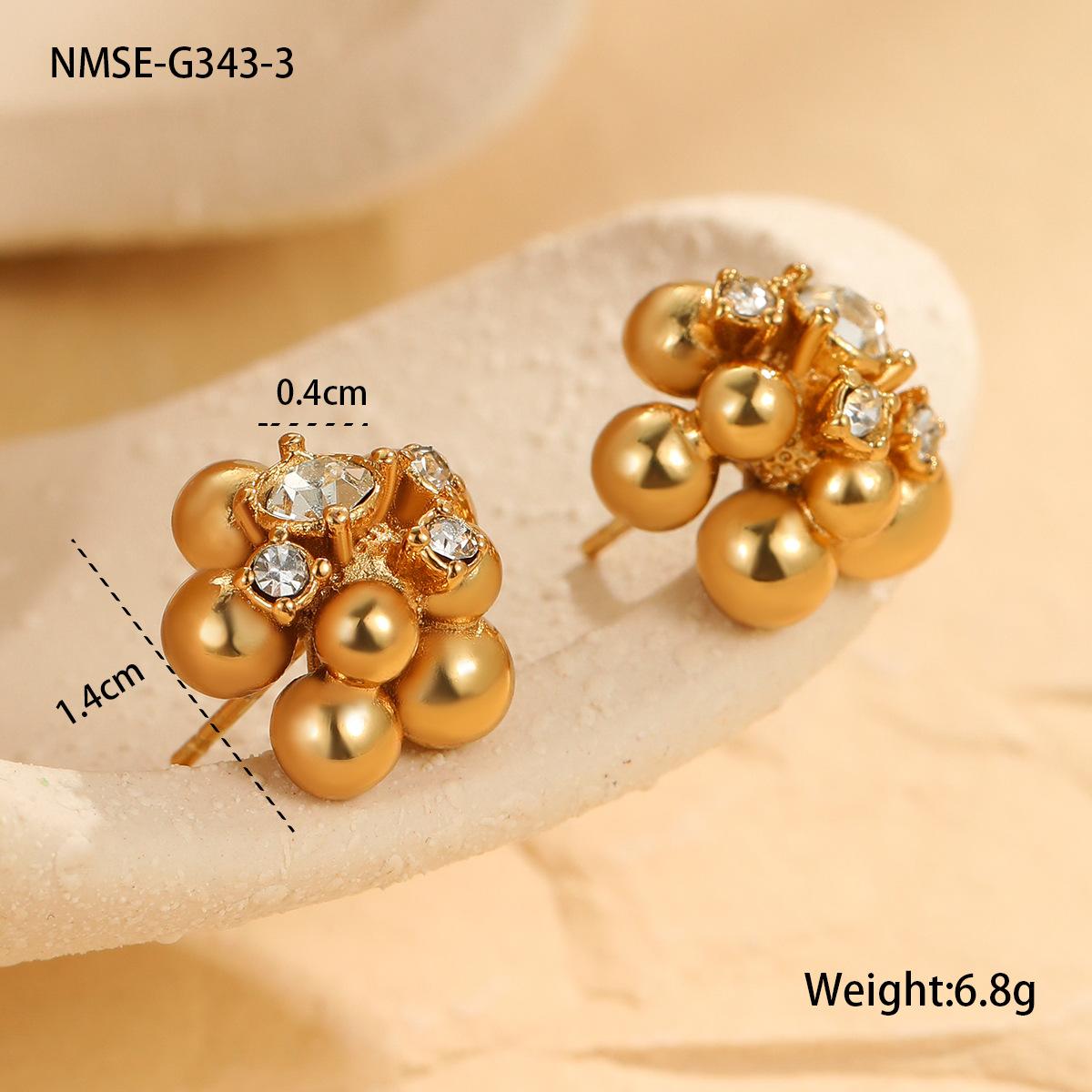 GEMCHIC Women s Gold Plated Stainless Steel Zircon Flower Bead Stud Earrings Minimalist Fashion Jewelry 18K