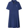 Skechers Classic Series Polo Collar Breathable Comfortable Solid Color Versatile Short Sleeve Dress Women dresses Medieval-Blue L225W030-007D