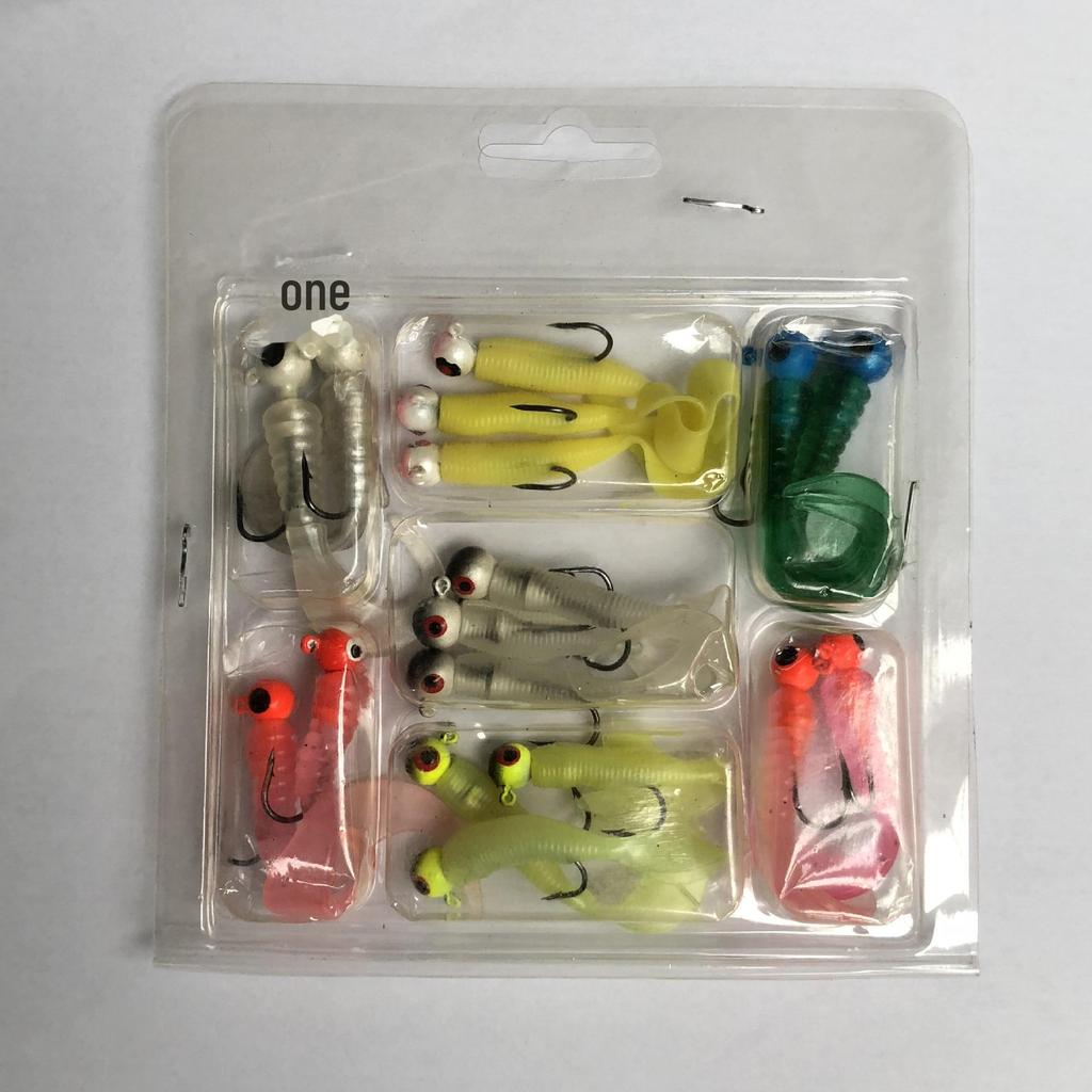 Soft Bait Combo Set: Lead Head Hook, Soft Worm, Luya & Catfish Bait