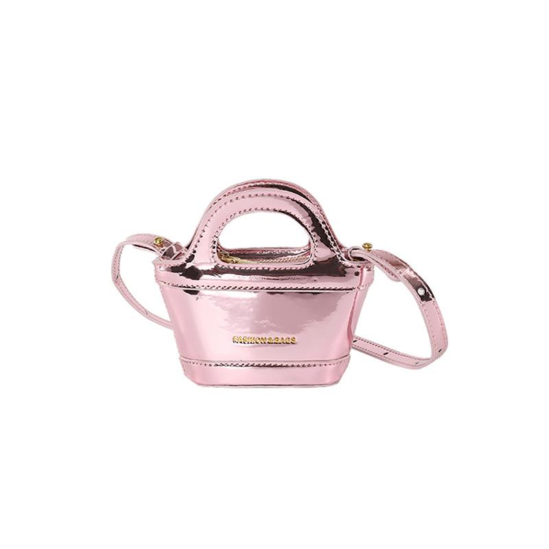 Fashion Design Patent Leather Bucket Bag Korean Popular New Mini Crossbody Bag Women's Casual Bright Surface Shoulder Handbag