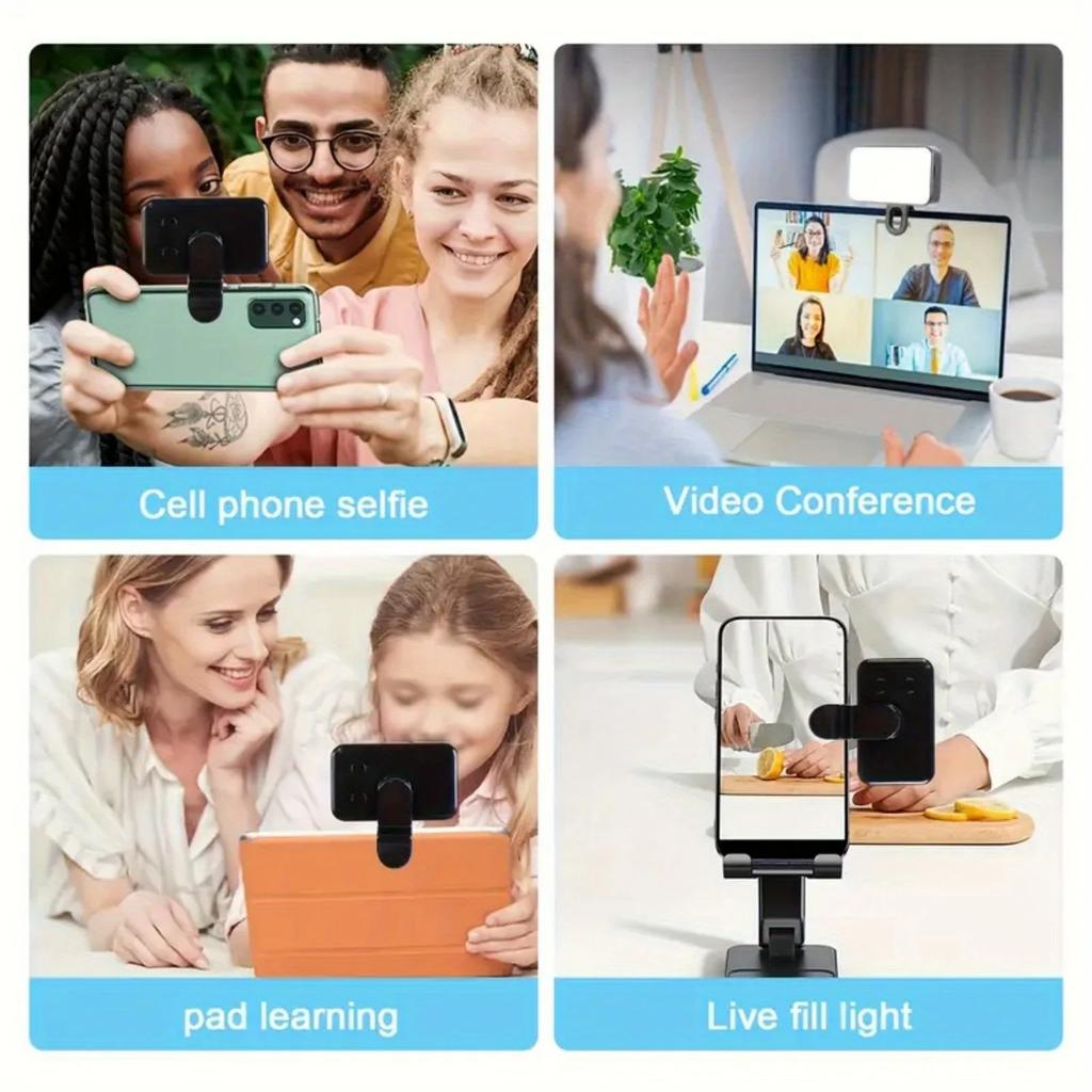 Portable Mini Selfie Fill Light Rechargeable 3 Modes Adjustable Brightness Clip On For Mobile Phone Make Up Computer Fill Light