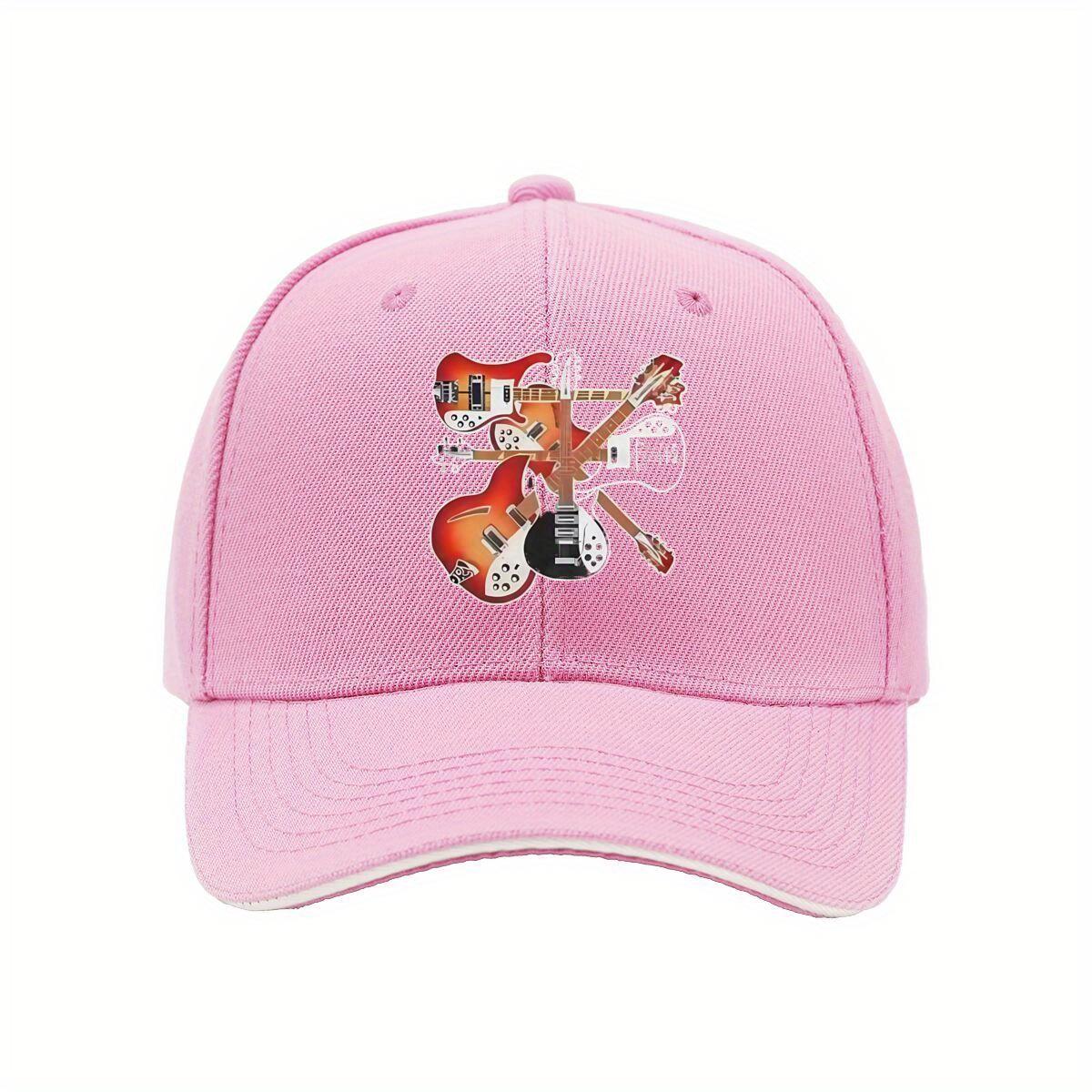 

Electric Guitar Collage Print Baseball Cap Adjustable Polyester Casual Snapback Hat for Adults One Size