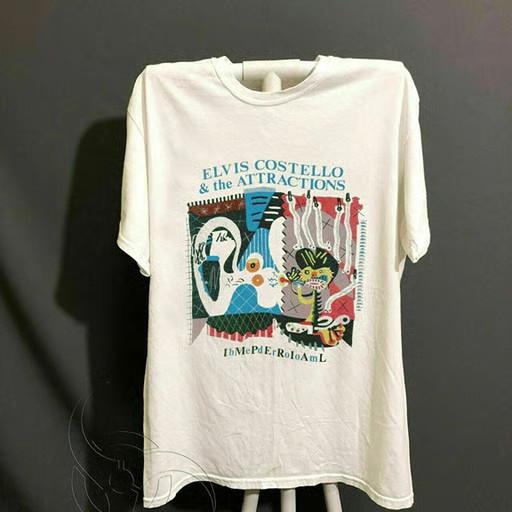VTG Elvis Costello white T-shirt Unisex All sizes short sleeve XZ1028 Unisex T-Shirt XXXL