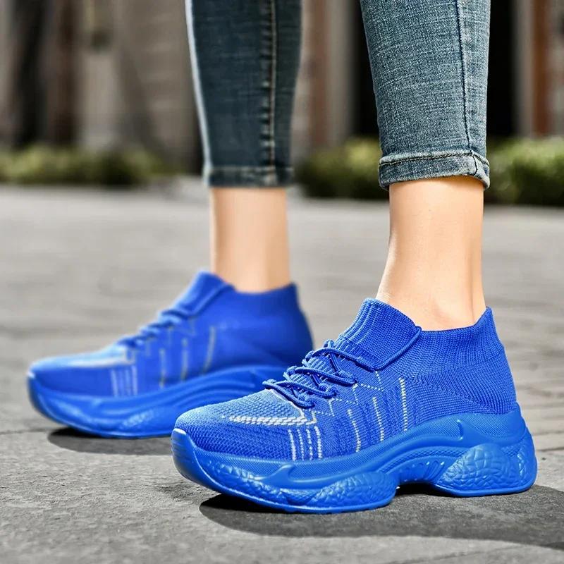2026 Summer New Textile Mesh Breathable Height Increasing Socks Shoes for Couples Casual Sports Shoes35-44