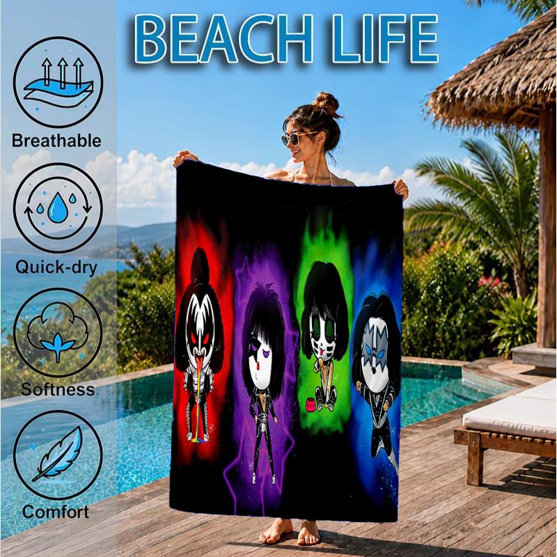 Rock music band Art Beach Towel, Microfiber Beach Towel, Perfect For Pool, Beach, Travel, Home Decor Beach Party Fan gifts