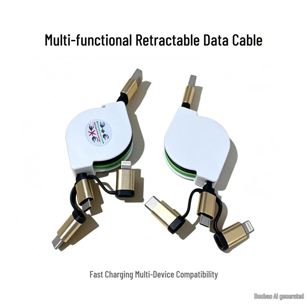 Multi-color Retractable 3-in-1 Fast Charging Cable with Custom Logo