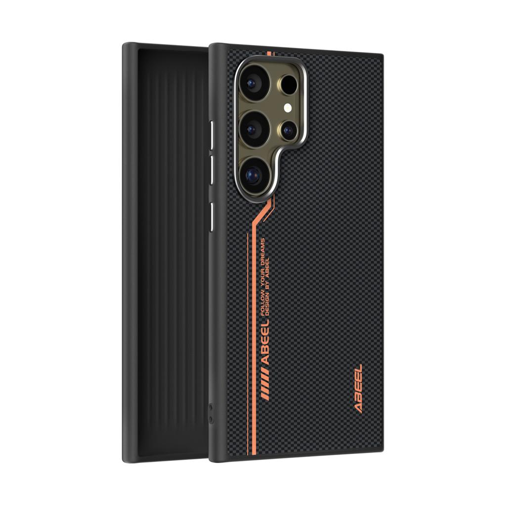 For Samsung Galaxy S25 S24 Ultra Plus Carbon Fibre Texture MagSafe Phone Case Metal Lens Wireless Charging Shockproof Cover