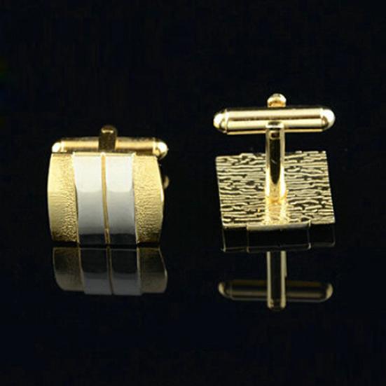 Men's Frosted Silver Gold Plated Cufflinks Tie Bar Clasp Clip Set Business Gift