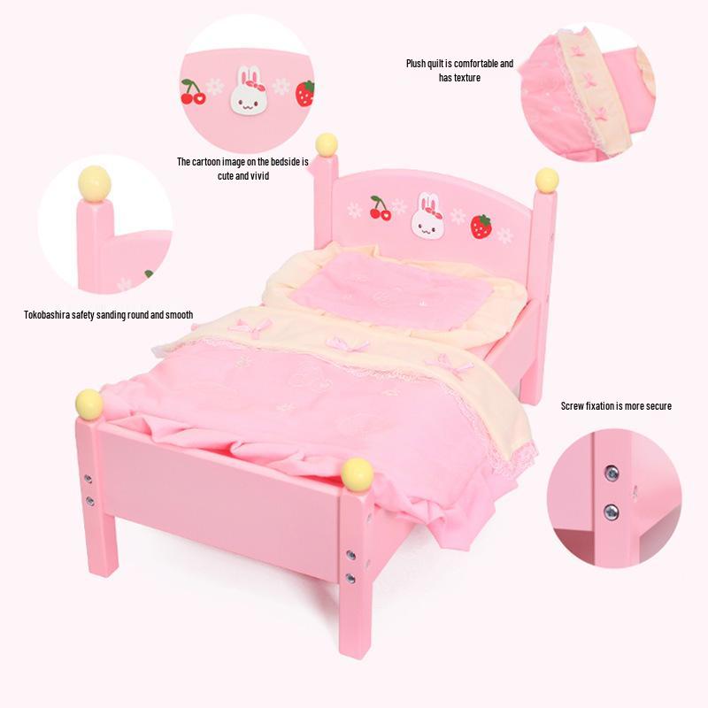 Kids' Wooden Washing Machine Set and Doll Bed - Ideal for Kindergarten Play Areas and Birthday Gifts
