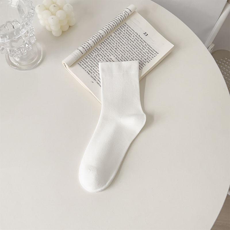 Pink Style Women's Cotton Socks Solid Color Comfortable Suede Daily Mid-tube Socks