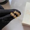 High-end Zircon Flower Earrings, New High-end Earrings, Women's Ear Buckles, Light Luxury Thickened Electroplated Ear Jewelry