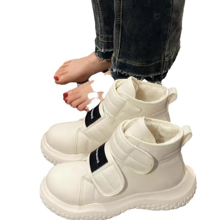 Zhao LU Si snøstøvler dame vinter ny fløyel varm tykksålet borrelås sklisikker høy ankel bomullssko