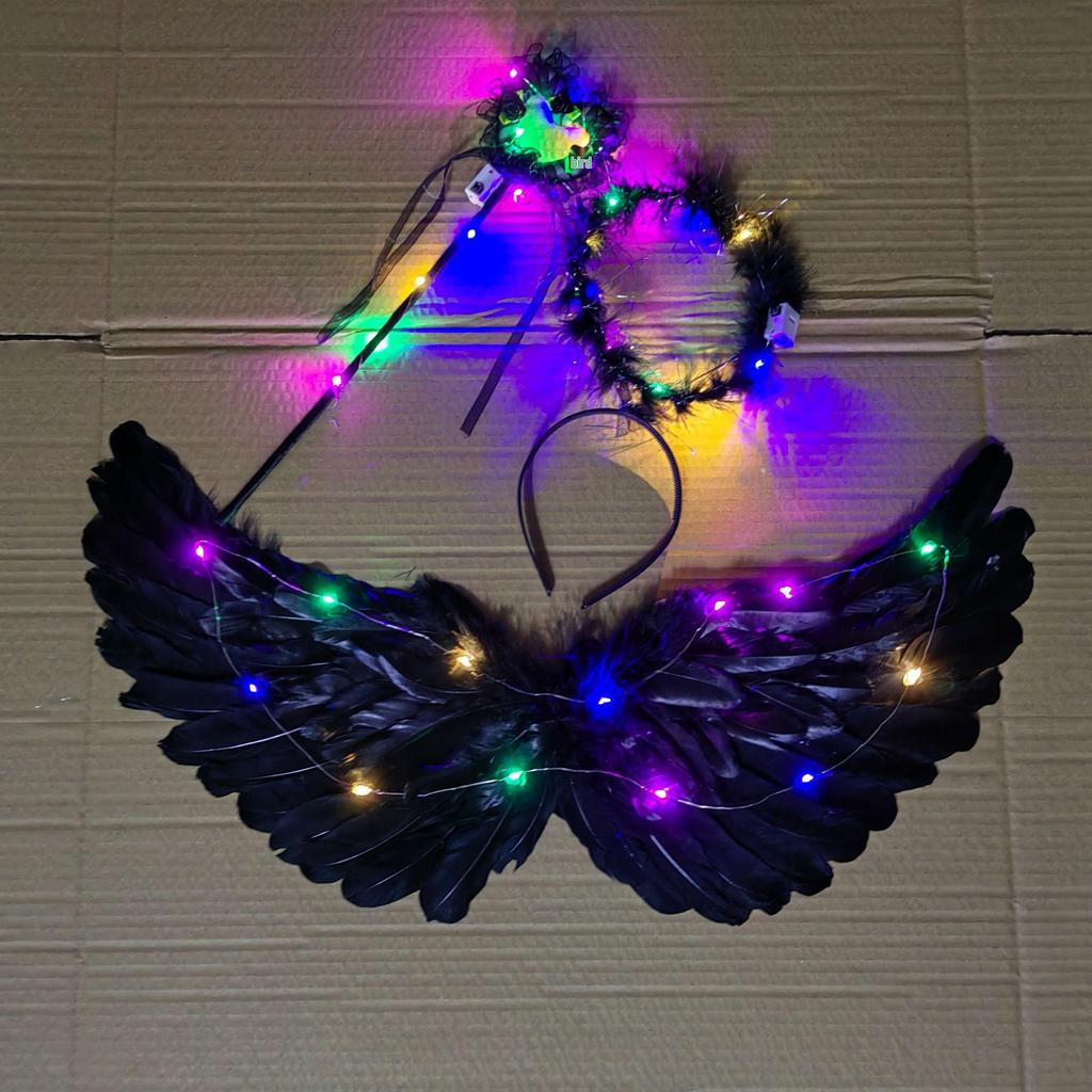 Children's Glowing Angel Feather Wings Costume Prop for Girls & Adults - Fairy, Elf, Cosplay & Photoshoots