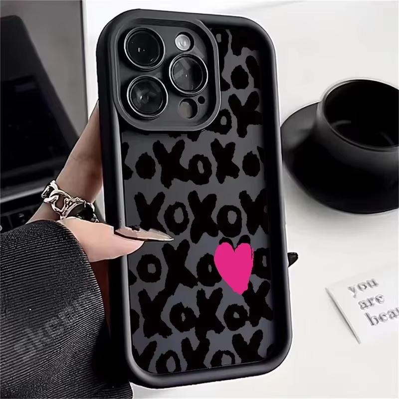 Black Lips Kiss Print Soft Silicone Phone Case For iPhone 15 Pro Max 16 14 13 12 11 Pro Max 7 8 Plus X XS XR Shockproof Cover