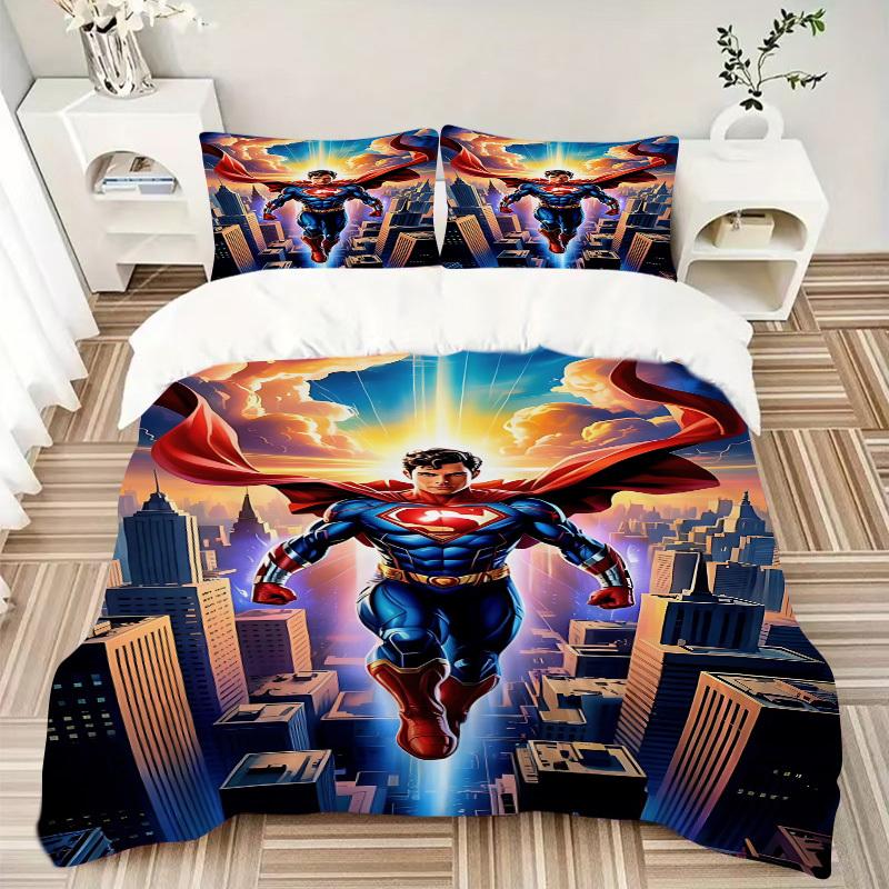 3pcs Superman Cover Set,Soft Comfortable Duvet Cover,Guest Room (1*Duvet Cover + 2*Pillowcases, Without Core) yy251024123