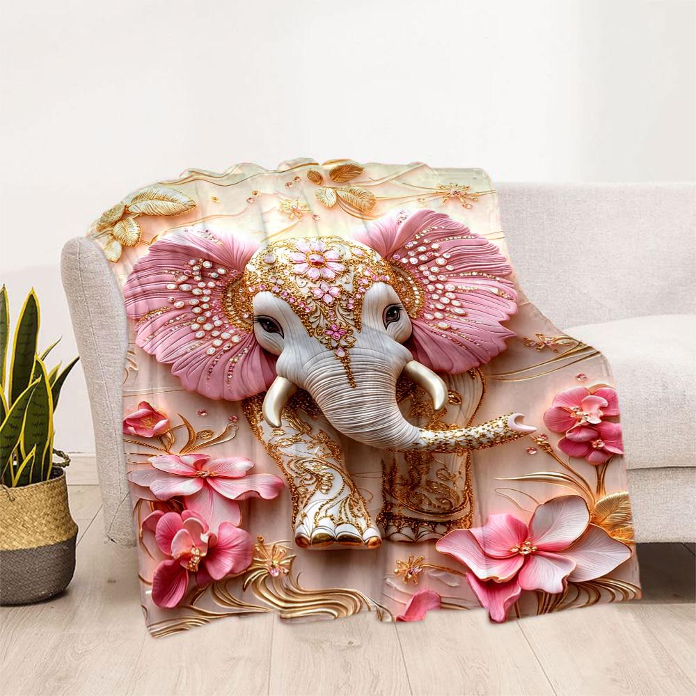 Colorful Elephant Garden Blanket Suitable for Offices, Travel, Living Rooms Also a Good Gift for Friends and Family Suitable for All Seasons.
