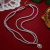 Retro Elegant Hepburn Fan Pearl Necklace Banquet Temperament Personality Versatile Collarbone Chain Cheongsam Dress with Accessories Women