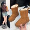 Women's Large Size Padded Thickened Winter Warm Fur One Snow Boots Padded Lining Ankle Boots Non-slip Hiking Sports Cotton Boots