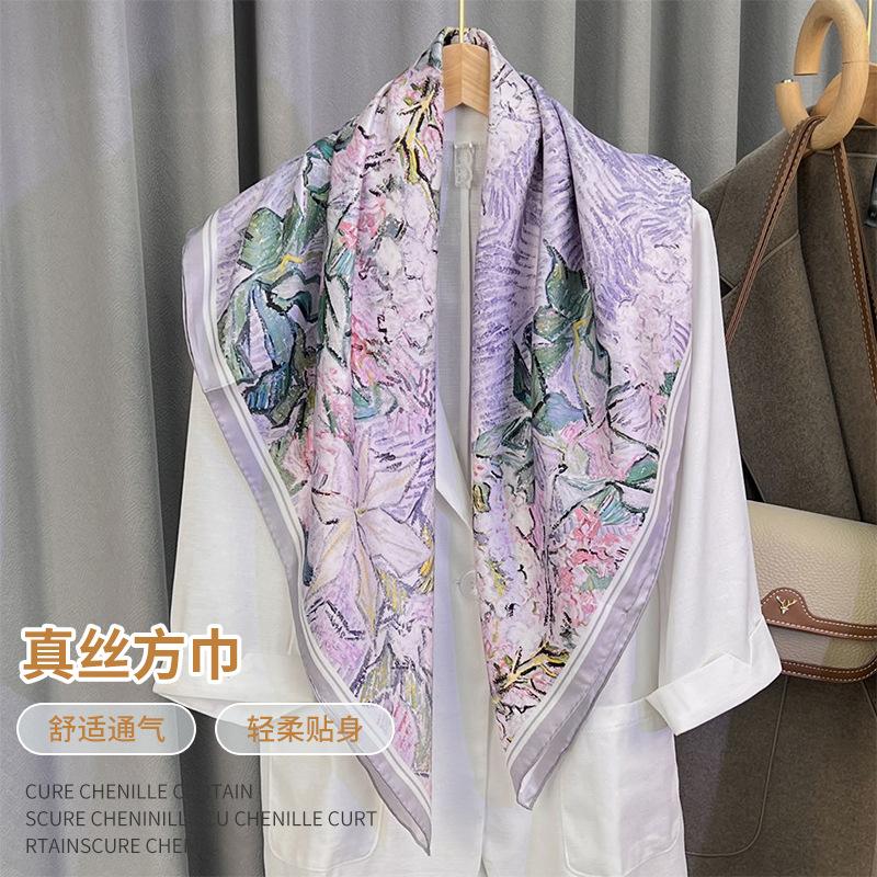 Temperament Gentle Wind Small Fragrant Wind Silk Mulberry Silk Silk Scarf Women'S Digital Printing 90 Twill Process