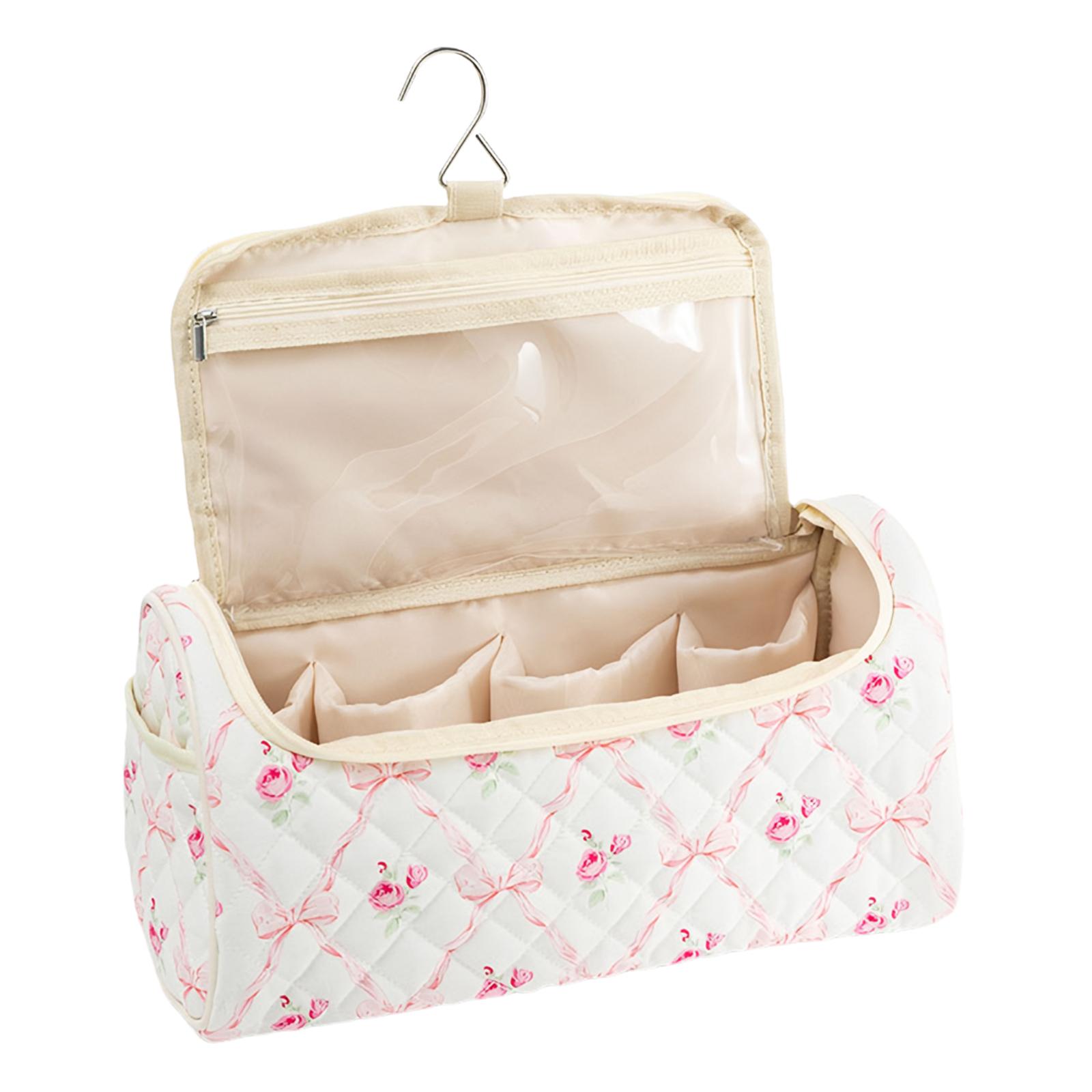 

Floral Carrying Bag with Hanging Hook Dustproof Travel Organizer Cute Portable Storage Case for Hair Dryer and Attachments