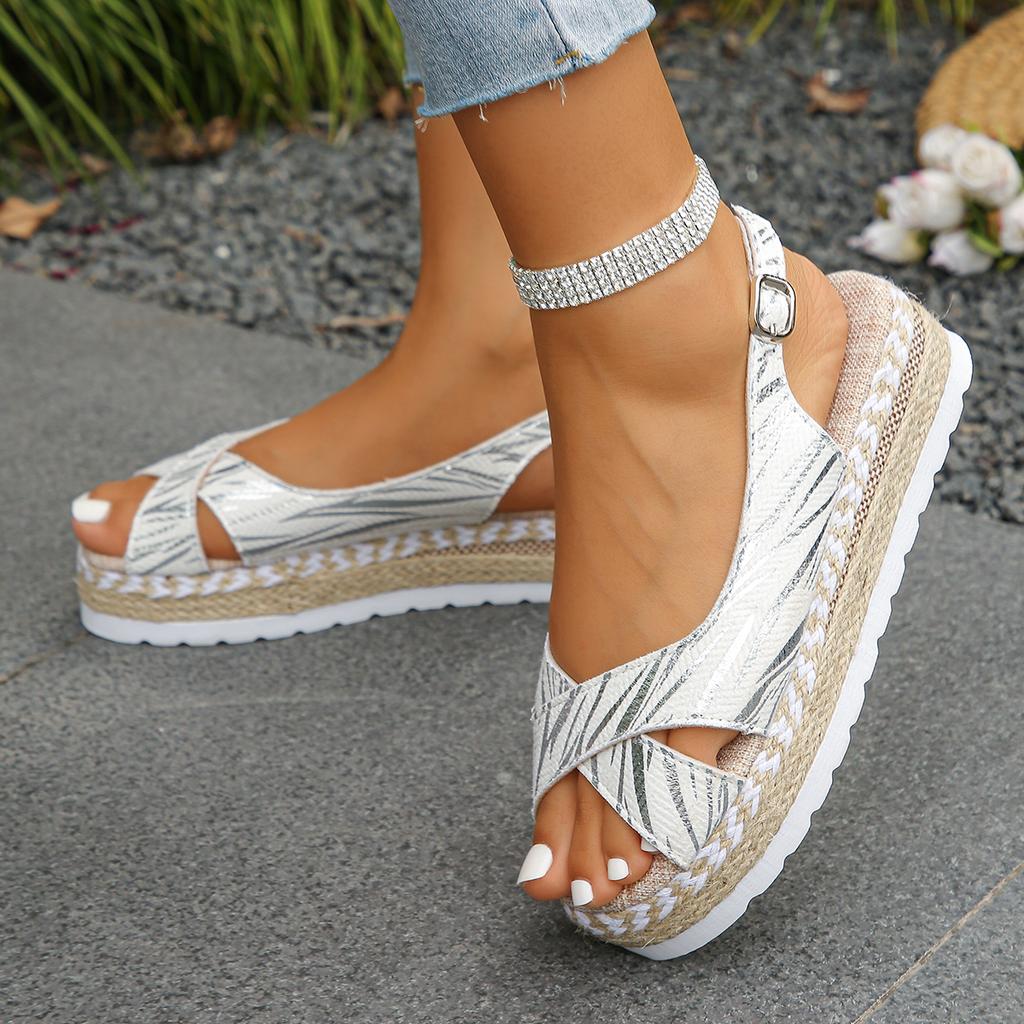 Fashion Women Sandals Wedges Fashion Buckle Peep Toe Comfort Lightweight High Heels Wear-resistant Women Office Wedding Sandals