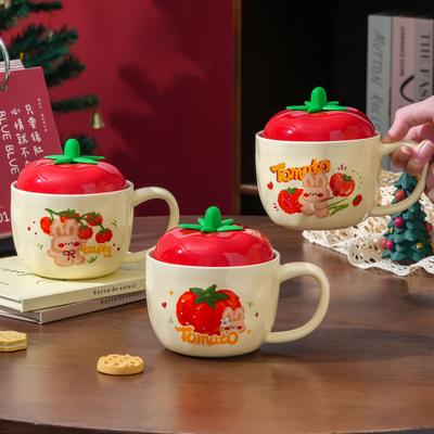 Cute Apple Christmas Ceramic Mug Girl Best Friend Water Cup Gift with Lid Cup Christmas Ceramic Mug
