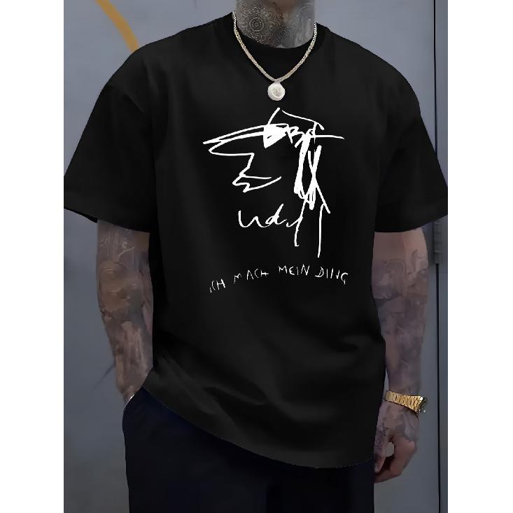 "Ich Mach Mein Ding" Funny Print Short-Sleeve Men'S T-Shirt for Industrial Metal Fans, German Culture Enthusiasts, And Hardcore Subculture Fans-
