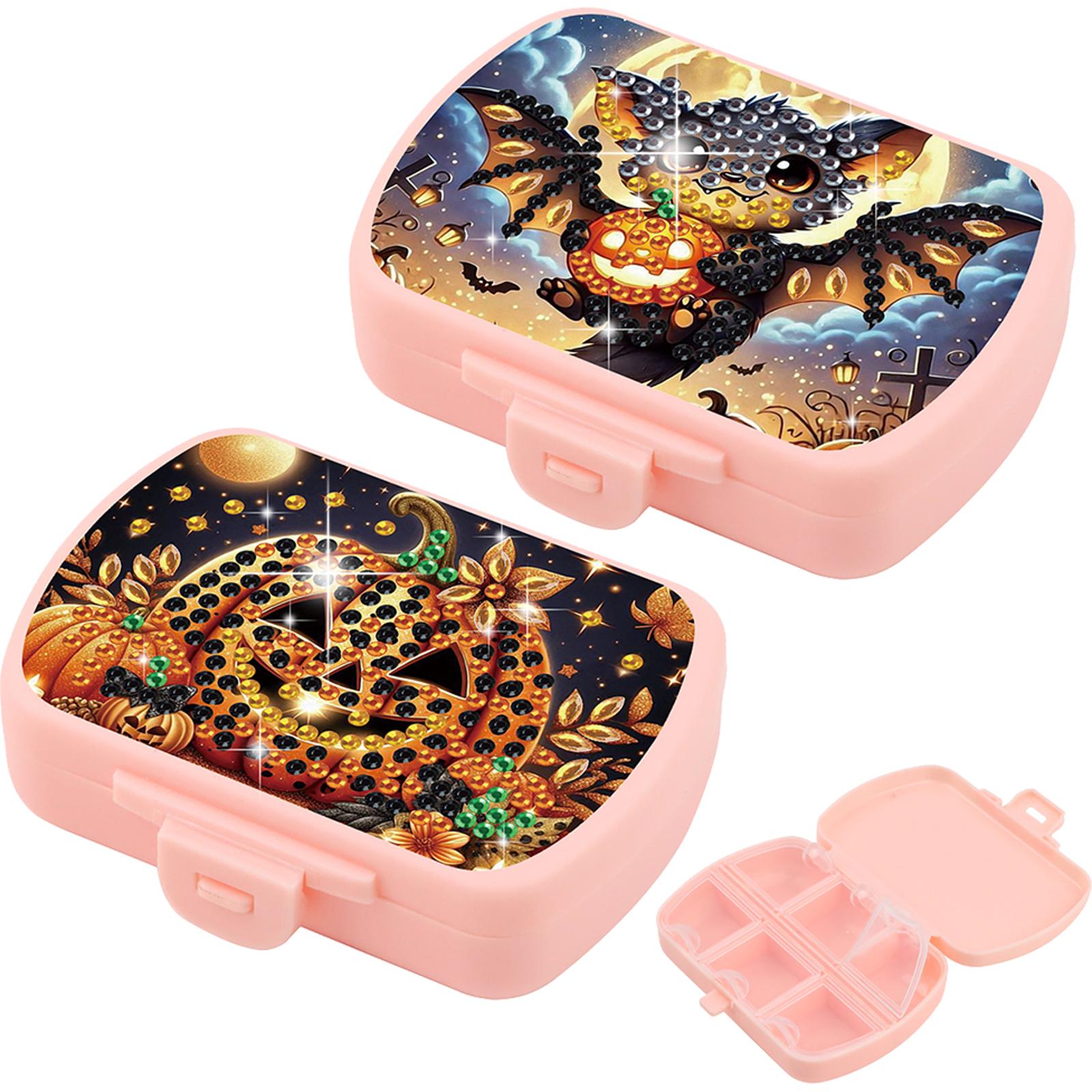 

2Pcs 5D DIY Animal Theme Diamond Painting Medicine Box Kit Special Shape Diamond Art Pill Storage Case Rhinestone Pill Organizer