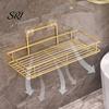Bathroom Clutter Organizer Adhesive Storage Rack Wall Mounted Large Capacity Stable Load-bearing with Hollow Drainage Anti-Rust for Kitchen