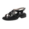 Mode Damen Sandalen Mode Geflochtene Römersandalen 2025 Sommer Retro Braun Niedrige Absätze Slingback Offene Zehen Schuhe für Damen